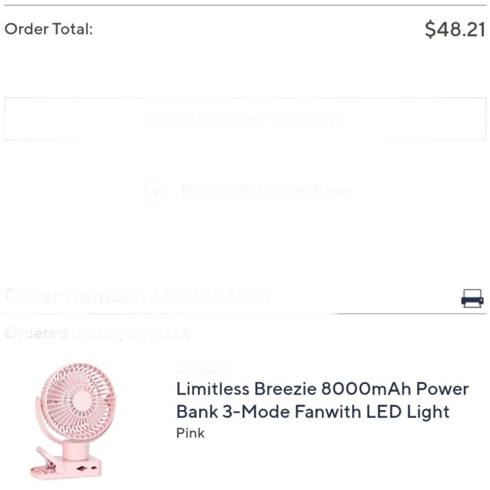 Fan Pink Power Bank Fan with LED